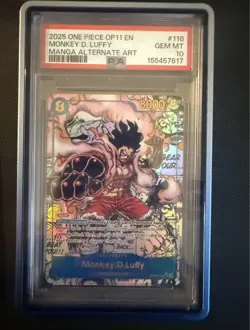 2025 One Piece Monkey.D.Luffy Op11-118 Manga AA PSA 10 Fist Of Divine Speed - Image 1