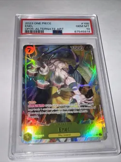 English One Piece Enel SR Alt Art OP05-100 Awakening of the New Era PSA 10 - Image 1
