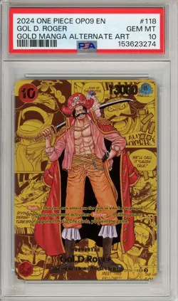 One Piece Graded: Gol D. Roger OP09-118 Gold Manga Alt Art PSA 10 - Image 1
