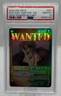 2023 ONE PIECE OP03-PILLARS OF STRENGTH #051 EUSTASS "CAPTAIN" KID PSA 10 - Image 1