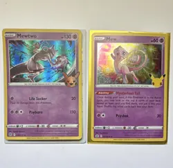 Pokemon TCG 25th Anniversary 2-Card Holo Lot: Mew 011/025 + Mewtwo 056/172 - Image 1
