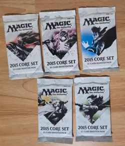 Magic The Gathering Core Set 2015 lot of 5 Draft Booster Packs - Image 1