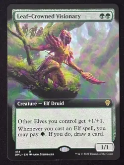 1x MTG Leaf-Crowned Visionary (Extended Art) - Dominaria United (DMU) #414 - Image 1