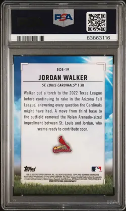 2023 Bowman - SOS Aqua Refractor SP/125 - JORDAN WALKER #SOS19 - PSA 10 (Pop 2) - Image 2