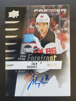 2023-24 Premier Jack Hughes On The Forefront Auto 9/50 #OFS-JH New Jersey Devils - Image 1