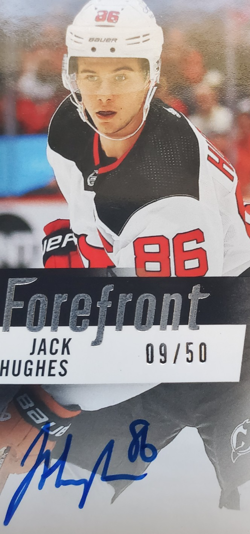 2023-24 Premier Jack Hughes On The Forefront Auto 9/50 #OFS-JH New Jersey Devils - Image 2