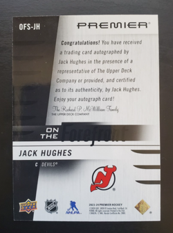 2023-24 Premier Jack Hughes On The Forefront Auto 9/50 #OFS-JH New Jersey Devils - Image 3