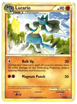 Pokemon TCG Lucario 19/95 Non Holo HeartGold Soulsilver Unleashed DMG - Image 1