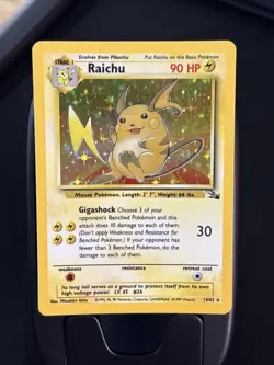 Pokemon TCG Raichu Holo Rare Card 14/62 Vintage Fossil MP WOTC - Image 1