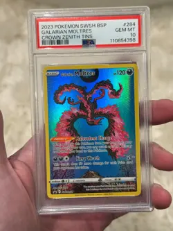 PSA 10 Galarian Moltres SWSH284 Crown Zenith Tin Swsh Black Star Promo Pokemon - Image 1