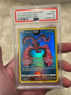 PSA 10 Galarian Moltres SWSH284 Crown Zenith Tin Swsh Black Star Promo Pokemon - Image 2