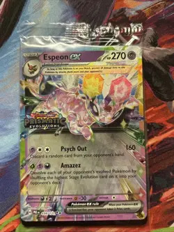 Pokemon TCG Espeon EX 034/131 Prismatic Evolutions Stamped Promo - SEALED - Image 1