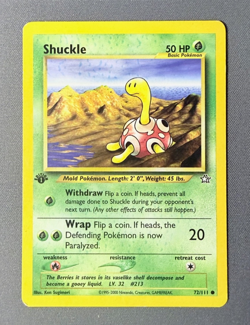 Shuckle 72/111 1st Edition - Green Ink Speckling Error Neo Genesis Pokemon Card - Image 1