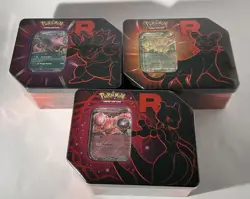 Pokemon TCG Destined Rivals Team Rocket Tin Set of 3 New/Factory Sealed - Image 1