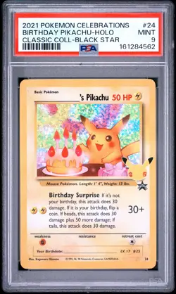 2021 Pokemon Celebrations #24 Pikachu Classic Coll-Black Star PSA 9 - Image 1