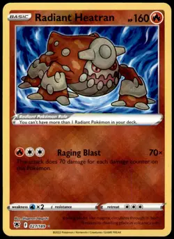 Radiant Heatran 027/189 Radiant Rare Astral Radiance Pokemon Holo Near Mint - Image 1