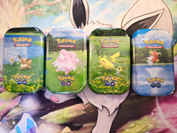 Pokemon TCG Pokemon GO Mini Tin x4 Set Magikarp Pikachu Blissey Eevee A22 Sealed - Image 1