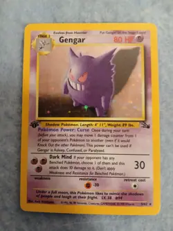 Gengar first edition holographic Pokemon card with Gastly fossil card - Image 2