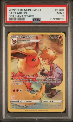 2022 Pokemon Sword & Shield Brilliant Stars Tg01 Full Art Flareon - PSA 9 - Image 1