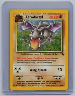 Aerodactyl 1/62 Rare Fossil Pokemon Unlimited Holo Heavily Played - Image 1
