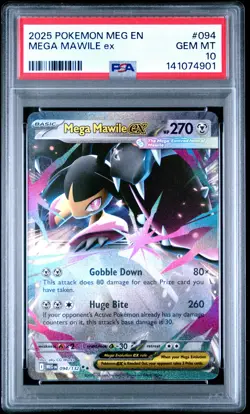 2025 POKEMON MEG EN-MEGA EVOLUTION #094 MEGA MAWILE EX PSA 10 - Image 1