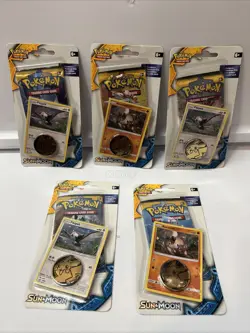 Lot of 5.Sun Moon Checklane Blister Pack Art SET Pikipek Rockruff Pokemon TCG - Image 1