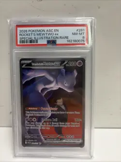 2026 POKEMON ASC EN-ASCENDED HEROES #281 TEAM ROCKET'S MEWTWO EX PSA 8 - Image 1