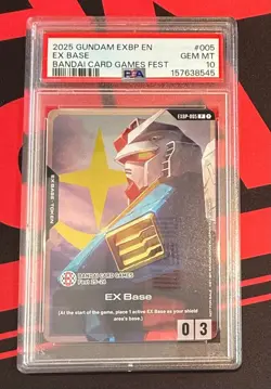 2025 GUNDAM EX BASE PROMOS BANDAI CARD GAMES FEST #005 EX BASE PSA 10 GEM MINT - Image 1