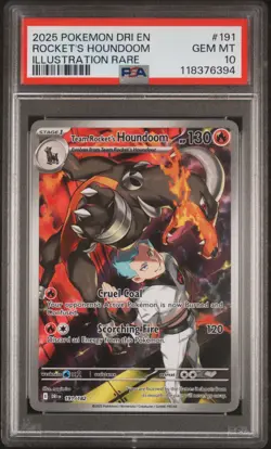 2025 Pokemon Destined Rivals #191 Rocket'S Houndoom Illustration Rare PSA 10 - Image 1