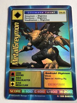 MetalGreymon DW-01 1999 Rare Holo Digimon Card Playstation Promo Bandai - Image 1