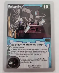 Rare "Baskerville” card Netrunner ccg Classic v2.2 1996-1999 WotC Wizards Coast - Image 1