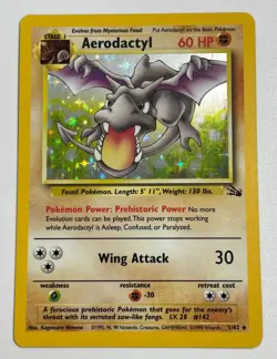 *** Aerodactyl 1/62 Holo Rare Fossil Pokemon Card 1999 WOTC LP - Image 1