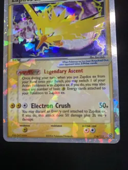 Zapdos EX Cracked Ice Holo Card 116/112 FireRed & LeafGreen - Image 3