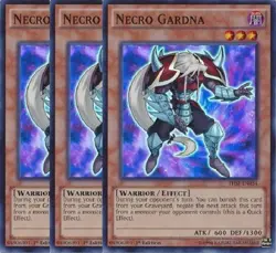 Yugioh - Necro Gardna x 3 - 1st Edition - Super Rare NM - Free Holographic Card - Image 1
