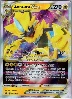 Zeraora VSTAR 055/159 SWSH: Crown Zenith - Pokemon Card - NM - Image 1