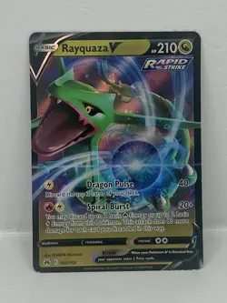 Pokemon TCG Rayquaza V Crown Zenith Holo Ultra Rare Card 100/159 Excellent Cond - Image 1