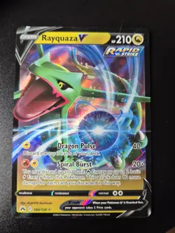 Pokemon TCG Rayquaza v Crown Zenith Holo Ultra Rare Card 100/159 NM Condition - Image 1
