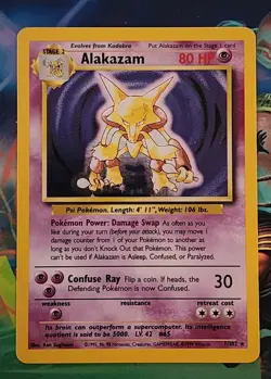 Pokemon Alakazam Holo Rare TCG Card 1/102 Base Set LP - Image 1