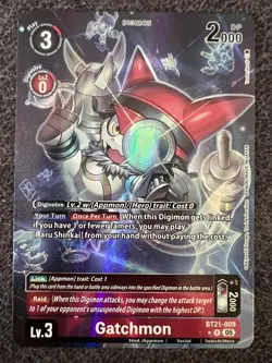 Digimon Card Game Gatchmon (Alternate Art) BT21-009 R World Convergence Foil NM - Image 1