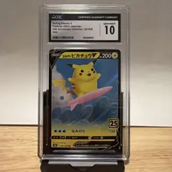 CGC 10 Surfing Pikachu V 021/028 RR 25th Anniversary Collection s8a Pokemon Card - Image 1