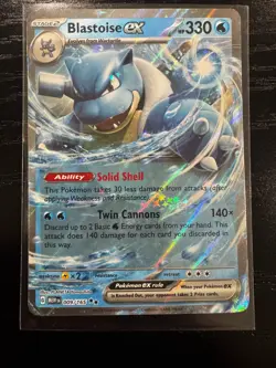 Pokemon Card Blastoise EX 009/165 MEW EN Scarlet & Violet 151 Double Rare NM - Image 1
