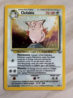 Pokemon TCG Clefable Jungle Set Holo Rare Card 1/64 WOTC - Image 3