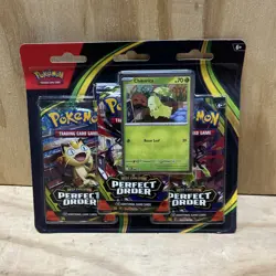 Pokemon TCG ME03 Perfect Order 3 Pack Blister - Chikorita Promo - SEALED NEW - Image 1
