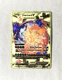 Charizard V HP508 Wild Flames Gold Foil Fan Art Collector Card NM! - Image 1