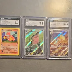 CGC Graded Pokemon 3-Card Lot Charmeleon Base Set 2 Vivillon, Espathra Holo JP - Image 1