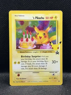 Birthday Pikachu Holo 24 Celebrations Classic Collection Pokemon Card 2021 Promo - Image 1