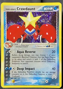 Pokemon Card - Team Aqua's Crawdaunt 2/95 HOLO Rare 2004 Magma vs Aqua Near Mint - Image 1