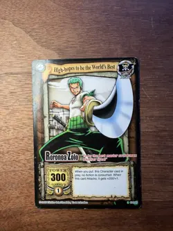 Roronoa Zoro (Zolo) card from the 2005 Bandai One Piece CCG: The Quest Begins LP - Image 1