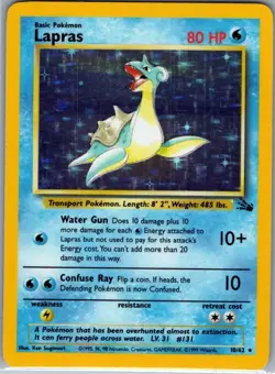 Lapras 10/62 Holo Fossil - Pokemon Card - NM - Image 1