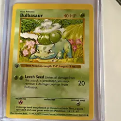Pokemon Bulbasaur 1st Edition Base Set Card 44/102 Shadowless - Image 1